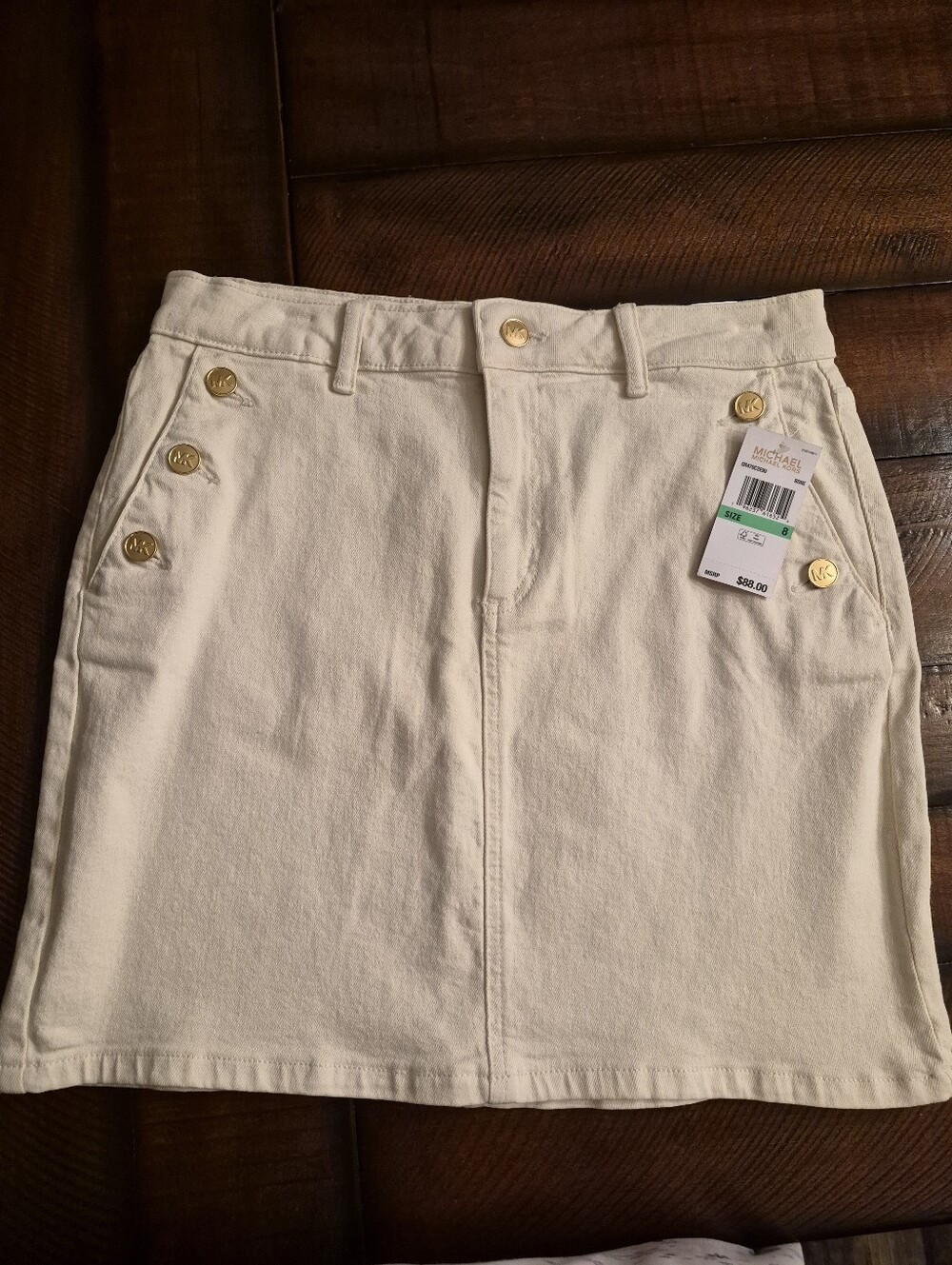 Michael Kors Bone Button-Accent Women’s Miniskirt  Size 8